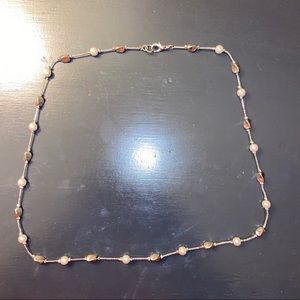 Silver and White Necklace